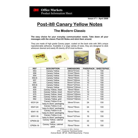 Foglietti riposizionabili Post-it® formato 101x152 mm - in conf. da 6 blocchetti Giallo Canary™ - 659N